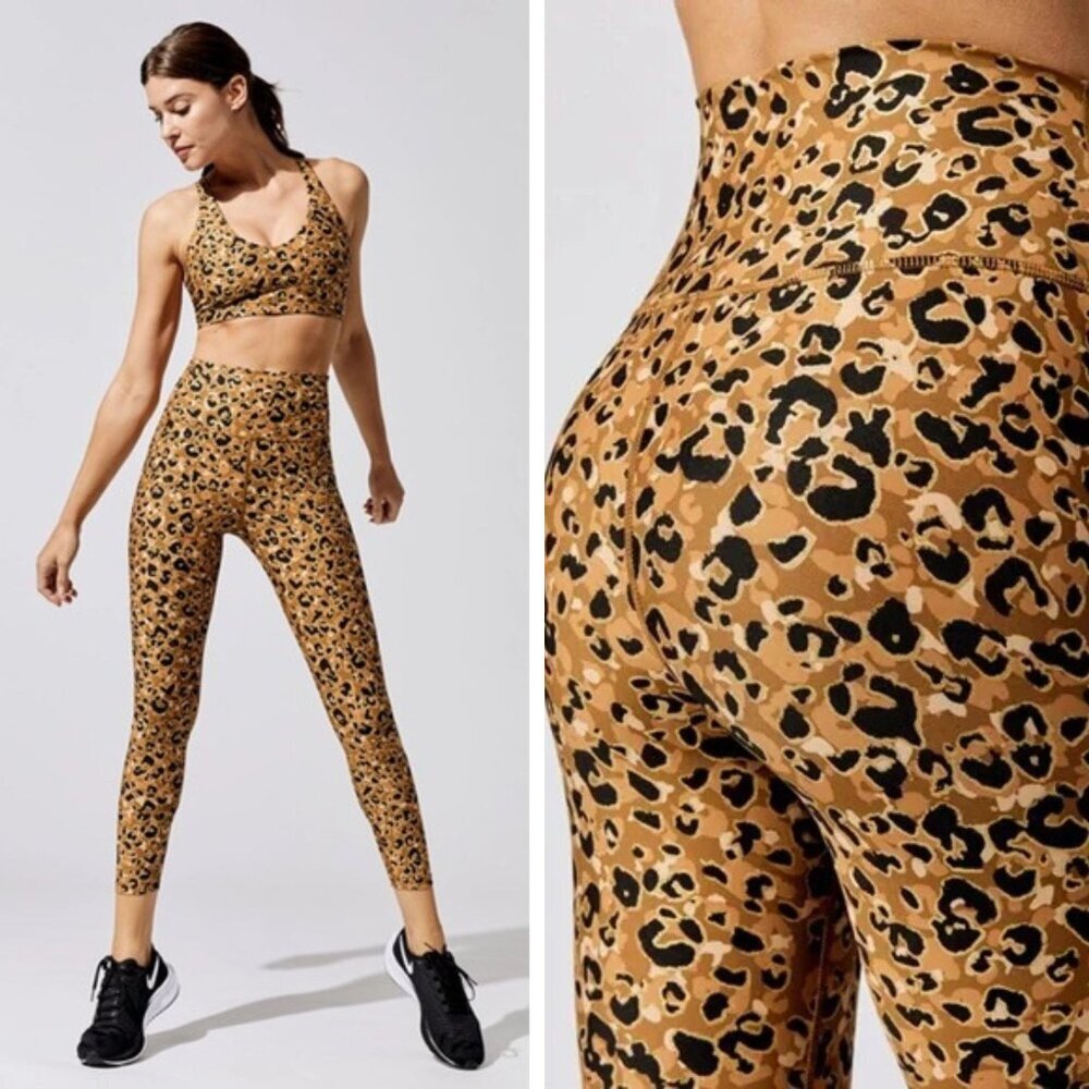 CARBON38 Brown Animal Print Leggings Size Small 41645